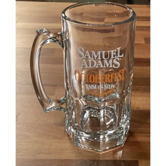 SAMUEL ADAMS OCTOBERFEST Large Glass Beer Mug Stein: Sam Adams "Raise The Stein” - Picture 1 of 8